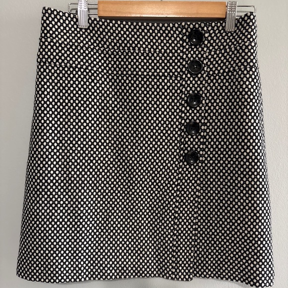 Talbots petites skirt women’s size 6 petite 6p black white pattern wool - Picture 1 of 5